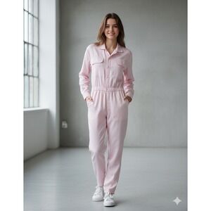 Joan Walters Vtg‎ 1980s 80s Baby Pink Jumpsuit Sz L Retro Statement Casual